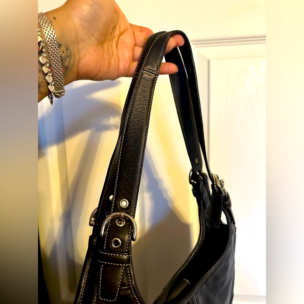 COACH Vintage Genuine Leather Bag Y2K Retro Purse Like New Handbag Black - Picture 7 of 13